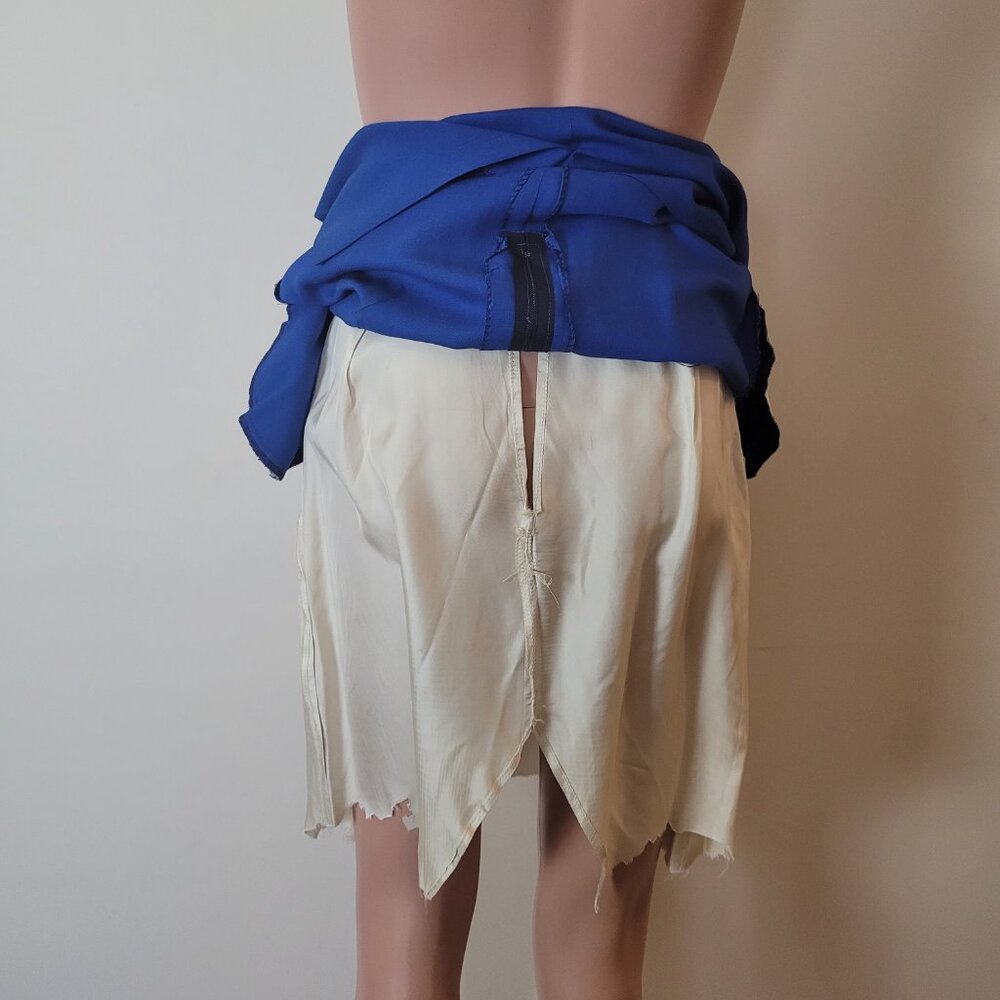 Vintage pencil Skirt Women's XS 24" bright blue 60s office Pinup academia cotton - Picture 15 of 16
